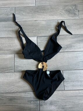 MOEVA Black Swimsuit with Gold Accent